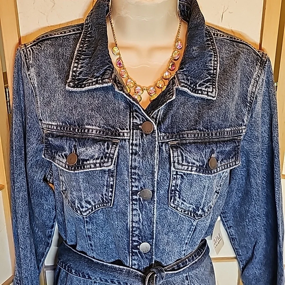 Women New Blue Jean a.n.a Dress with belt in a Size Large - Picture 2 of 5